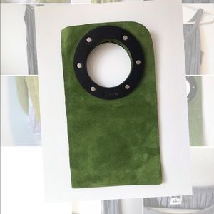 DeanLA bag, suede, circle handle clutch